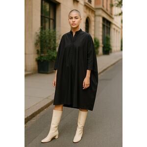 MEG by Meg Biggie Shirt Dress 100% Cotton Black One Size